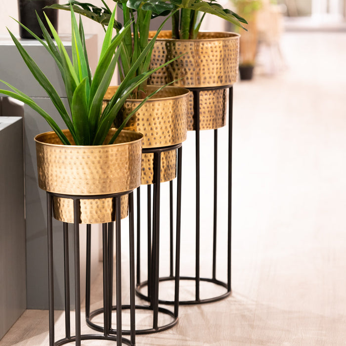 Salina S/3 Planters Brass Antique/black