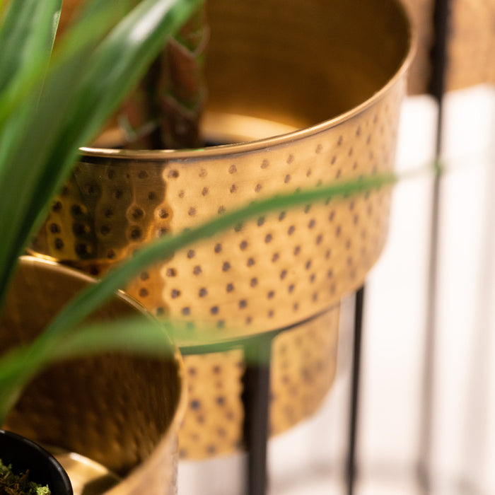 Salina S/3 Planters Brass Antique/black