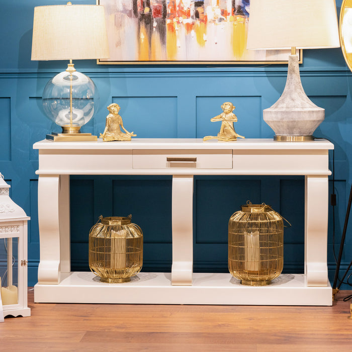 Scroll Ivory Sideboard Table W/drawer