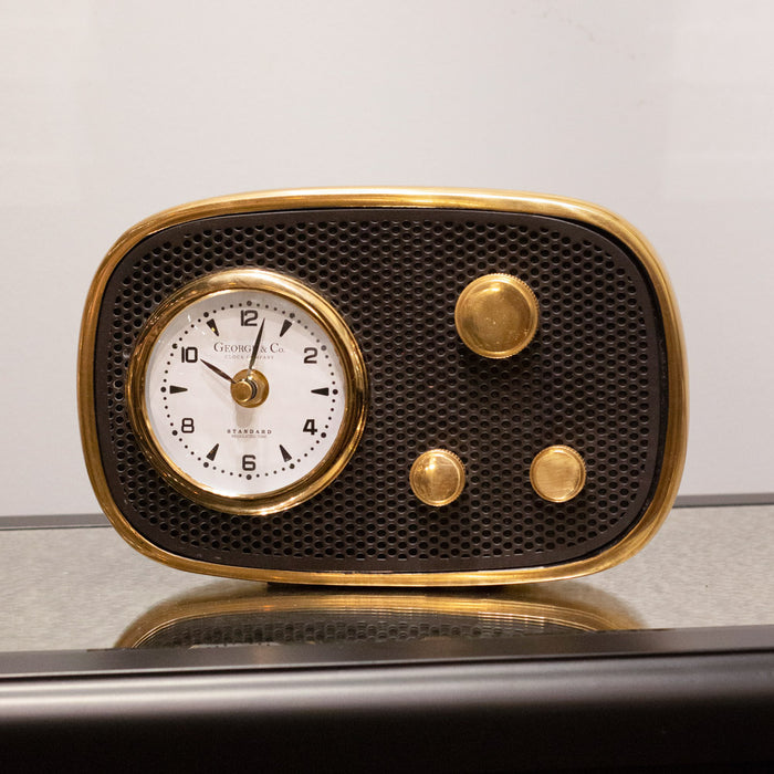 George & Co Retro Radio Clock Black & Antique Brass