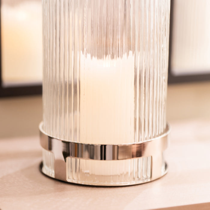 Veda Hurricane Candle Holder Chrome 30cm