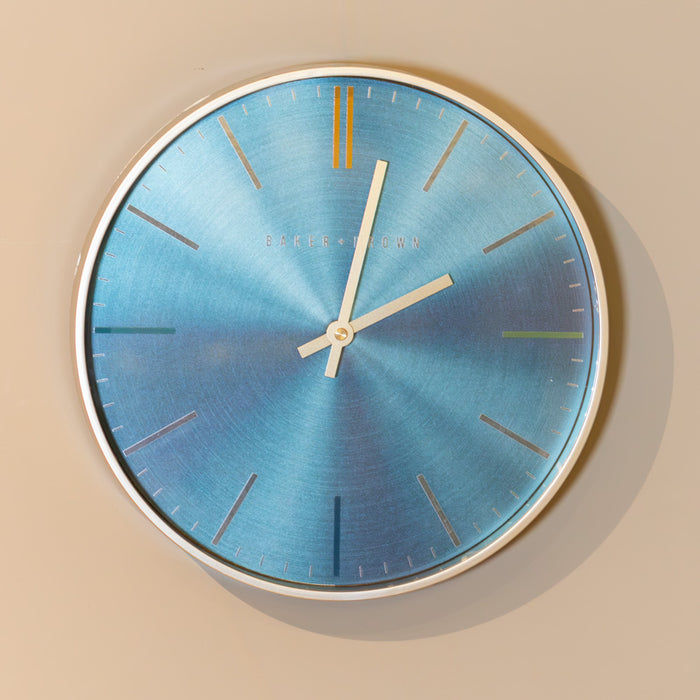 Baker And Brown Metallic Clock Blue 30cm