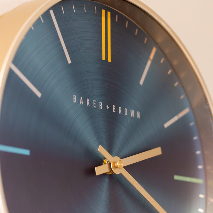 Baker And Brown Metallic Clock Blue 30cm