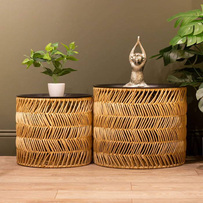 Luna Rattan S/2 Side Tables With Storage