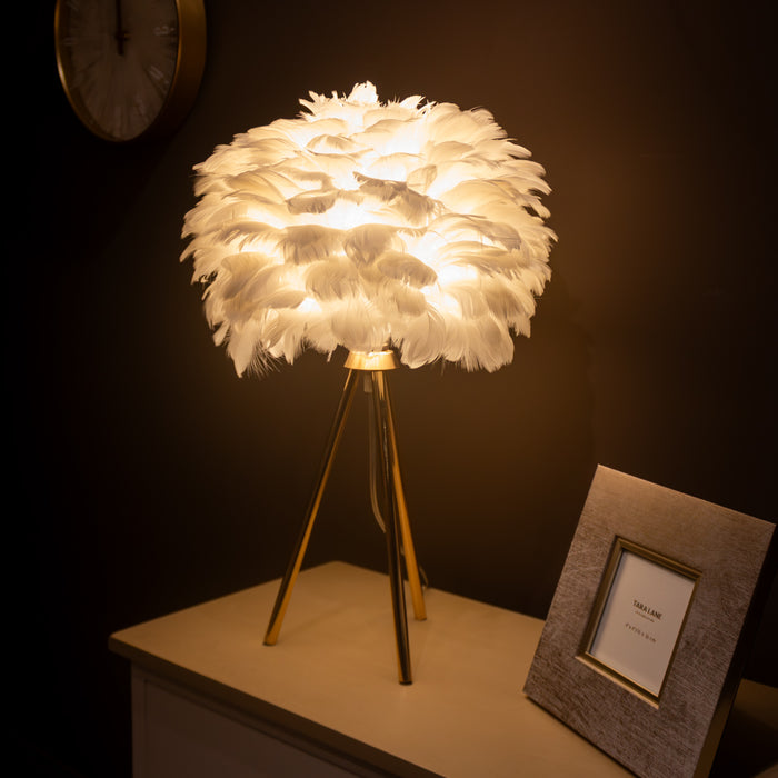 Feather Table Lamp White 50cm