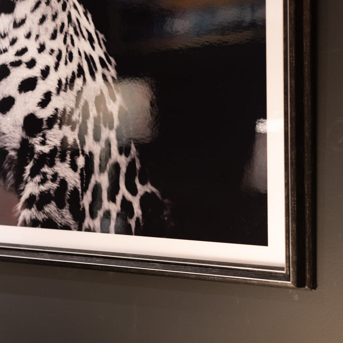 Framed Glitter Print Leopard 83 X 83cm