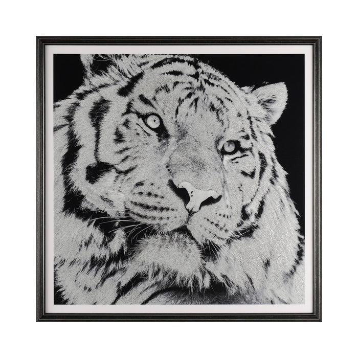 Framed Glitter Print Tiger 83 X 83cm