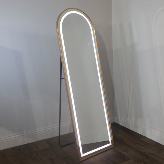 Led Modena Cheval Arch Mirror Gold 160 X 50cm