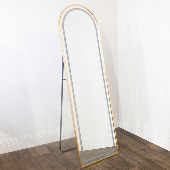 Led Modena Cheval Arch Mirror Gold 160 X 50cm