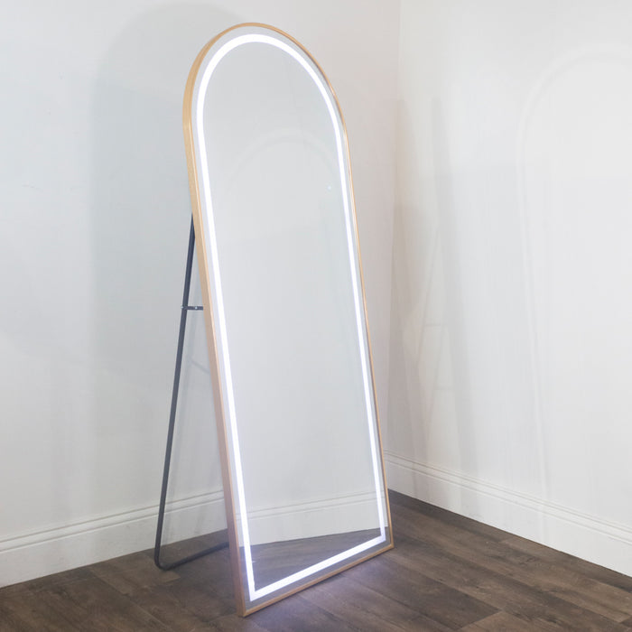 Led Modena Cheval Arch Mirror Gold 170 X 70cm