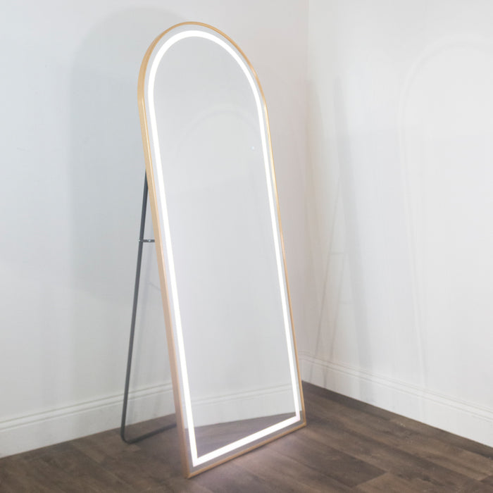 Led Modena Cheval Arch Mirror Gold 170 X 70cm