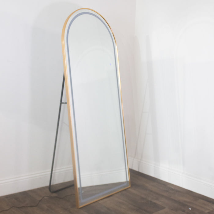 Led Modena Cheval Arch Mirror Gold 170 X 70cm