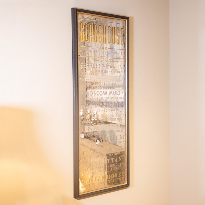 Mirror Sign Glasshouse Cocktail Menu 117 X 41cm