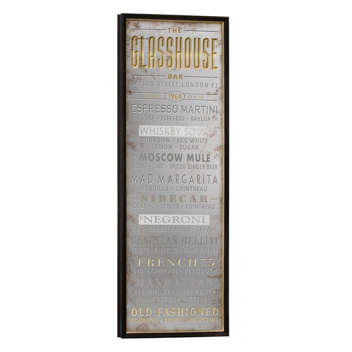 Mirror Sign Glasshouse Cocktail Menu 117 X 41cm