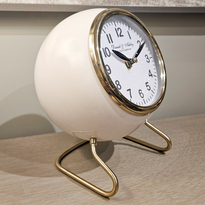 Daniel And Ashley Retro Mantel Clock Enamel Ivory