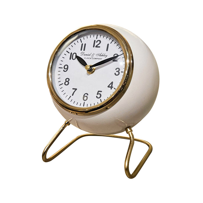 Daniel And Ashley Retro Mantel Clock Enamel Ivory