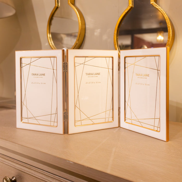 Ella Folding Photo Frame White/gold 4 X 6