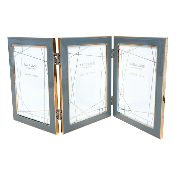 Ella Folding Photo Frame Grey/gold 4 X 6