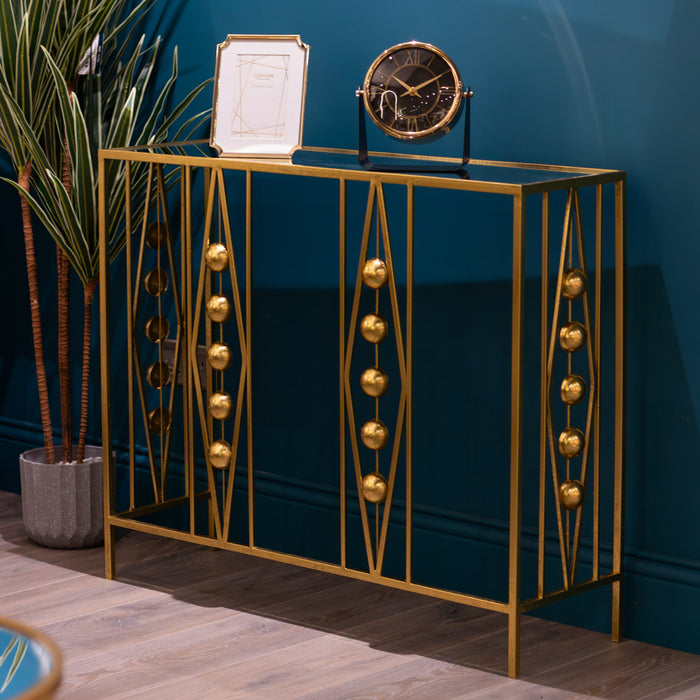 Odessa Mirrored Console Table Gold