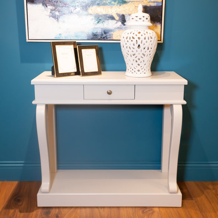 Scroll Grey 90cm Console Table W/drawer