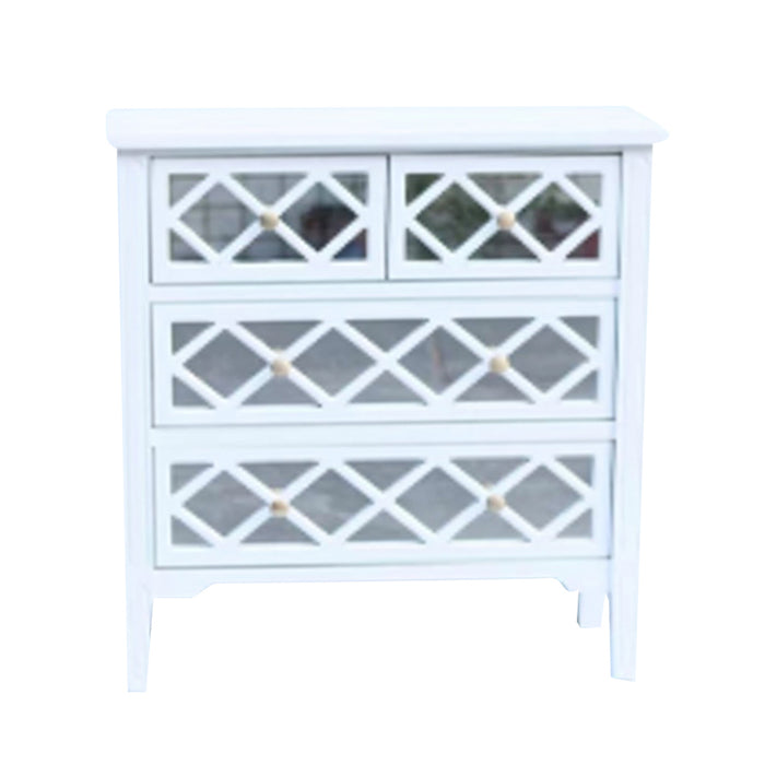 Carla Mirrored 4 Drw Dresser White