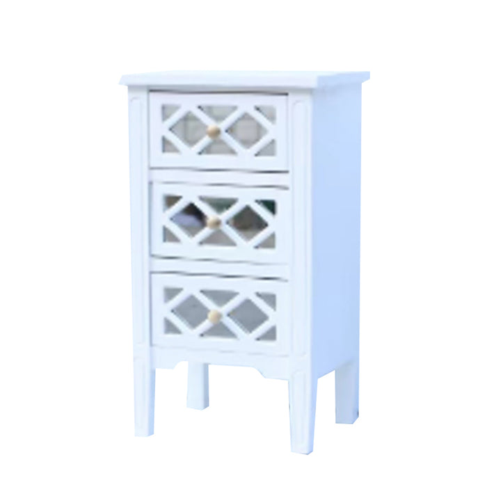 Carla 3 Drw Mirrored Cabinet White