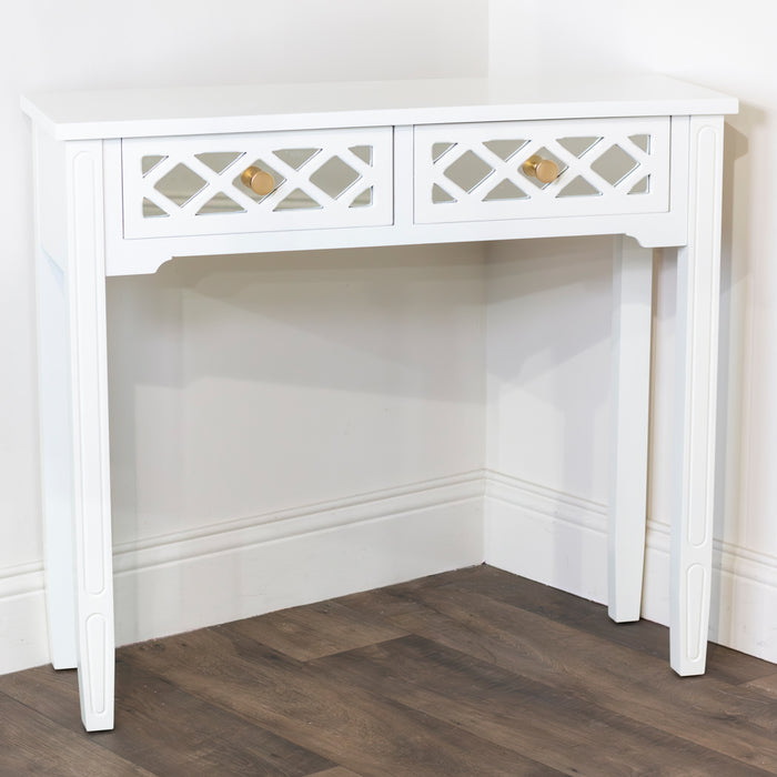 Carla 2 Drw Mirrored Console Table White