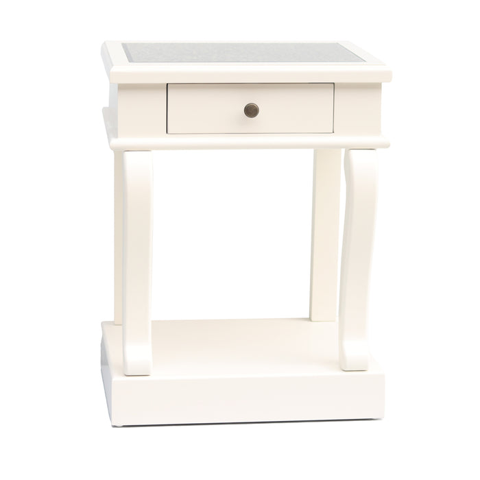 Scroll Ivory End Table 1 Drawer With Mirror