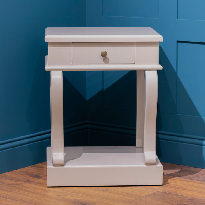 Scroll Grey End Table 1 Drawer