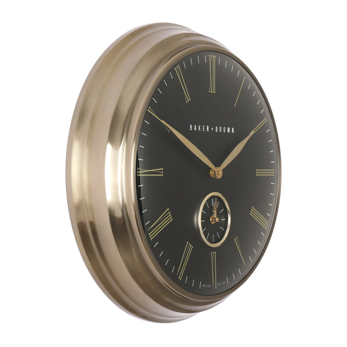 Baker And Brown Clock Black/brass 49cm