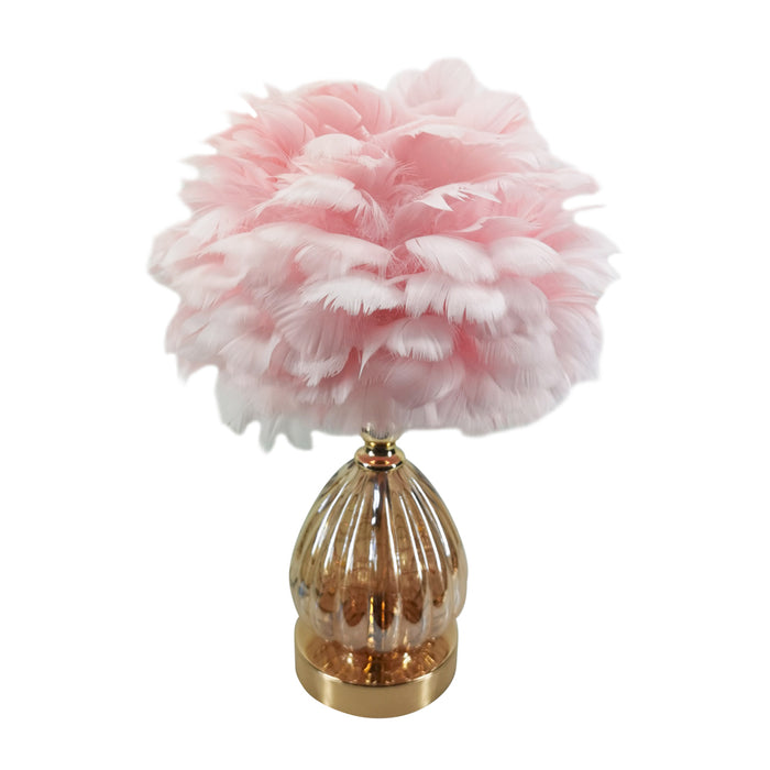 Raya Led Base Feather Lamp Pink 40cm