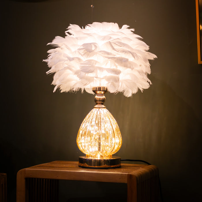 Raya Led Base Feather Lamp White  40cm