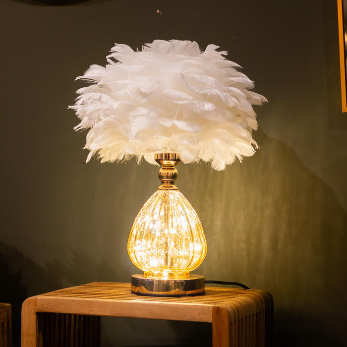 Raya Led Base Feather Lamp White  40cm