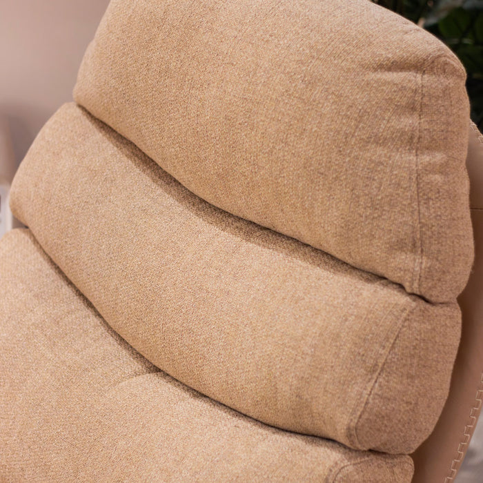 Khloe rocking swivel chair in biscuit with footstool