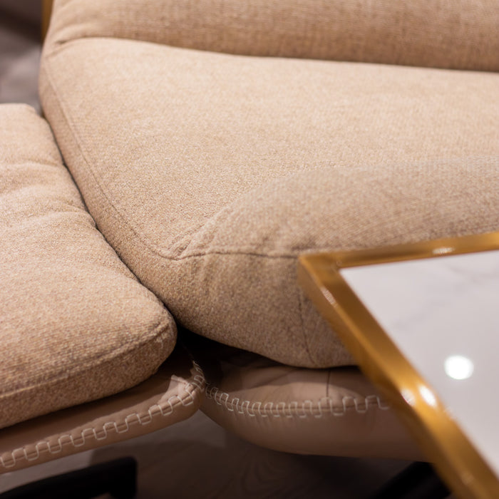 Khloe rocking swivel chair in biscuit with footstool