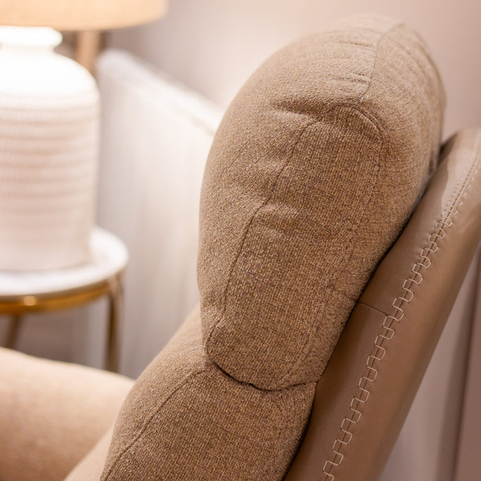 Khloe rocking swivel chair in biscuit with footstool