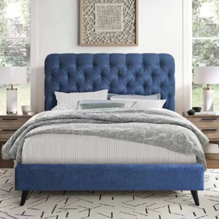 Dark Blue Button Back | Double Bed-Frame | Alice