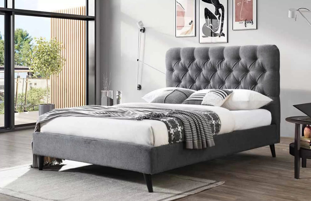 Dark Grey Button Back | Double Bed-Frame | Alice