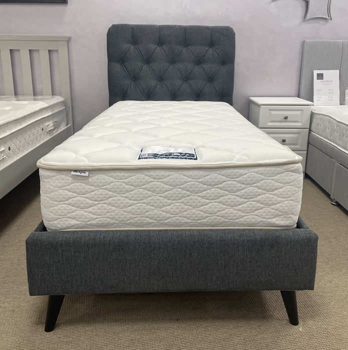 Alice Dark Grey Button Back | Single Bed-Frame