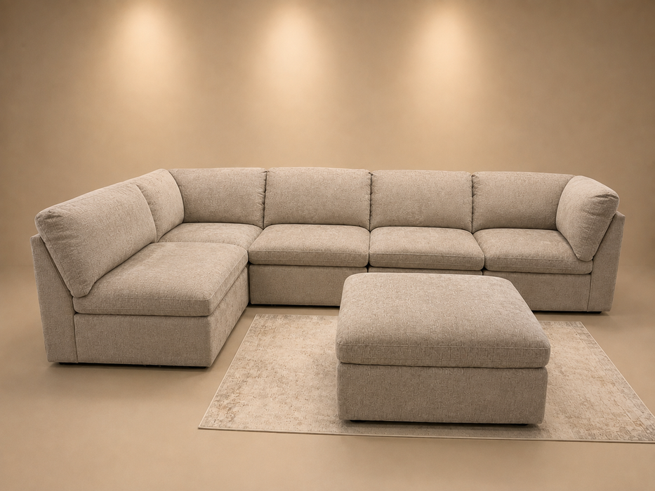Brandon mushroom 6 piece modular corner sofa