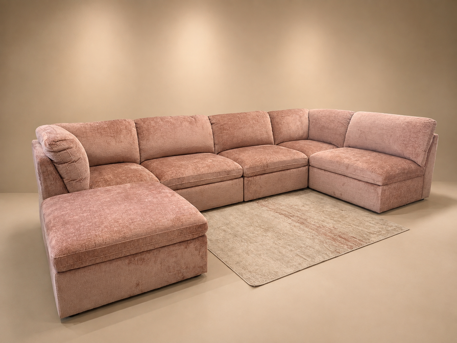 Blush Colour | Brandon 6 piece modular corner sofa