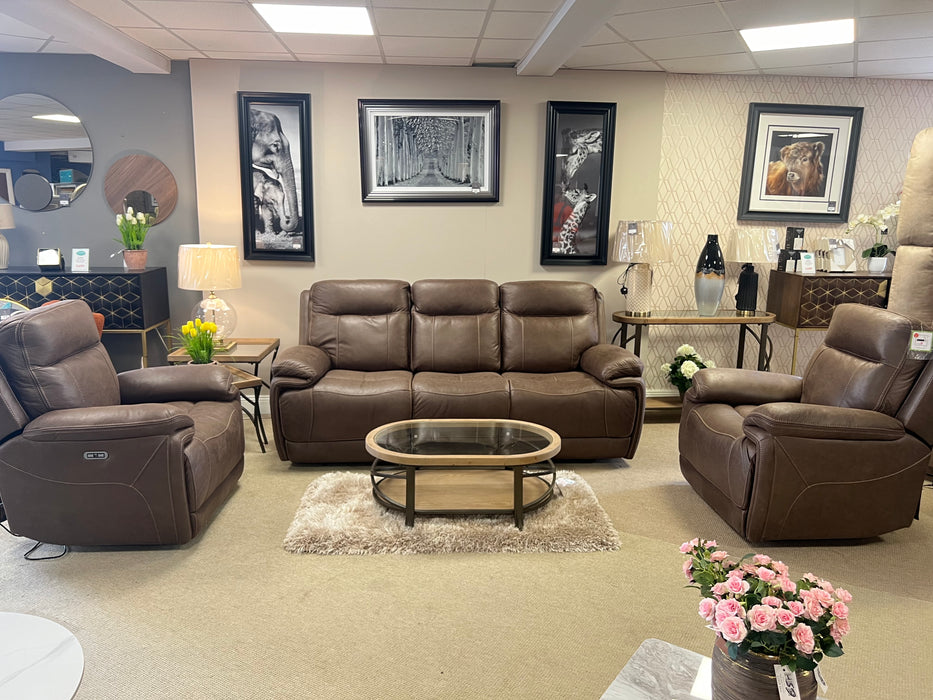 Oslo Motorised 3+1+1 Reclining Suite Chocolate
