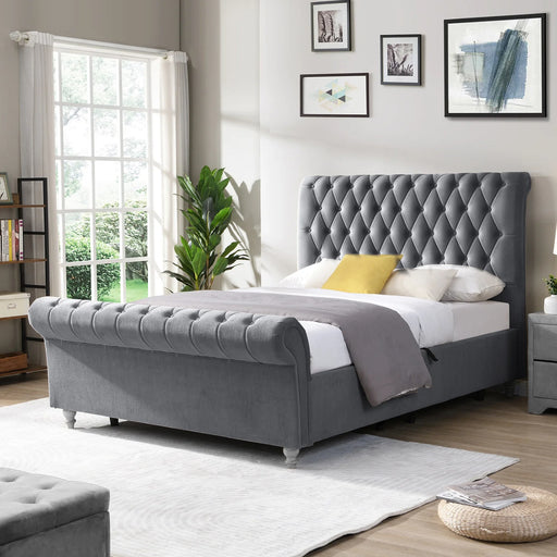 King bed frame with seating deals