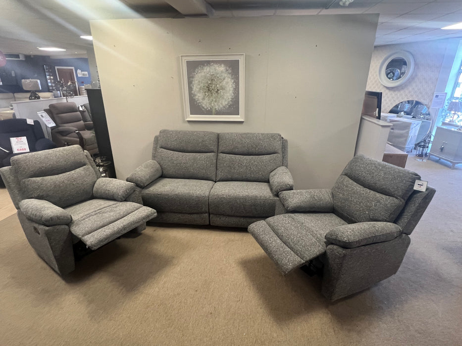 Mallow Smoke 3+1+1 Manual Reclining Sofa Suite Set