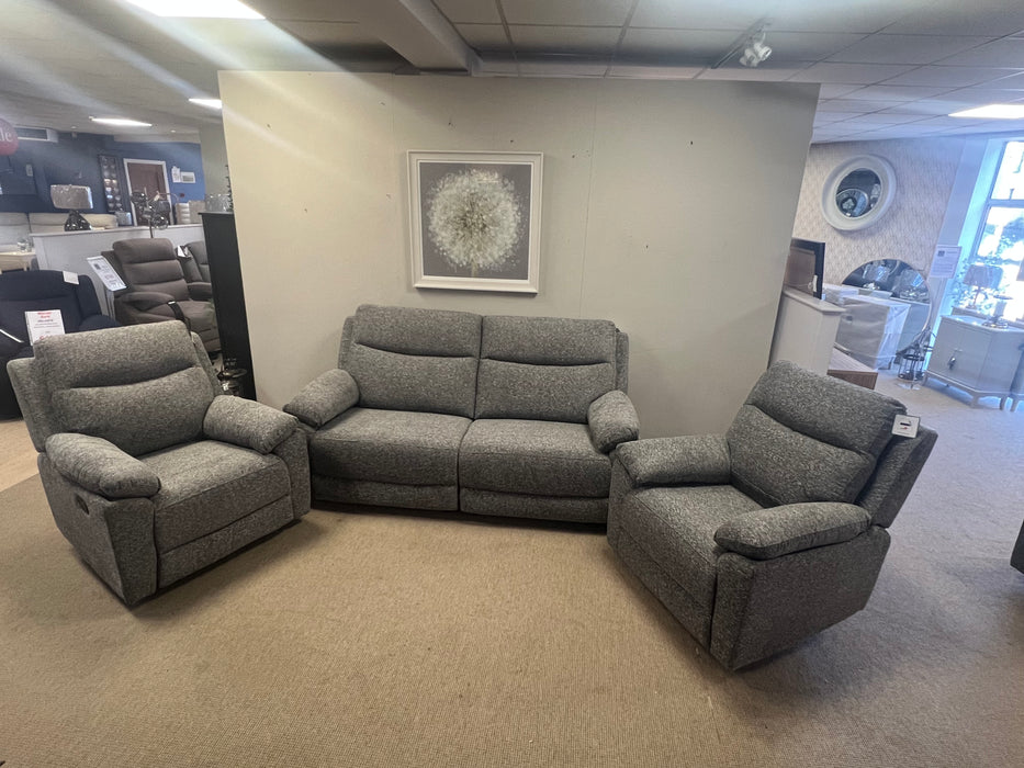 Mallow Smoke 3+1+1 Manual Reclining Sofa Suite Set