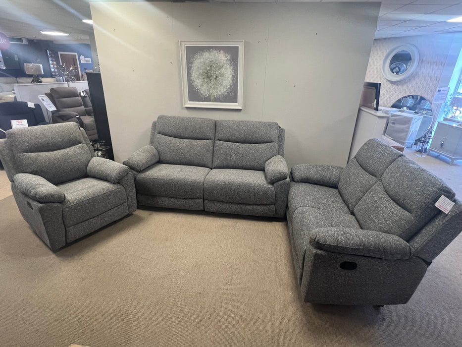Mallow Smoke 3+2+1 Manual Reclining Sofa Suite Set
