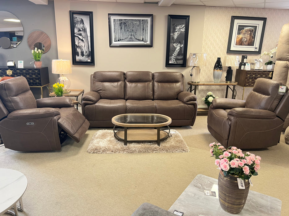 Oslo Motorised 3+1+1 Reclining Suite Chocolate