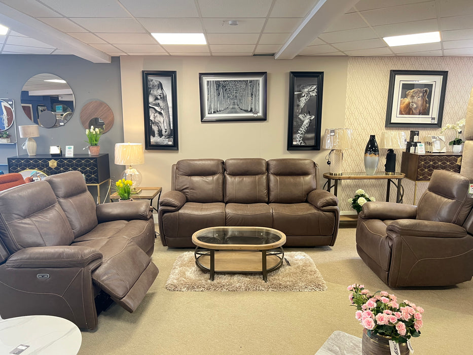 Oslo Motorised 3+2+1 Reclining Suite Chcocolate