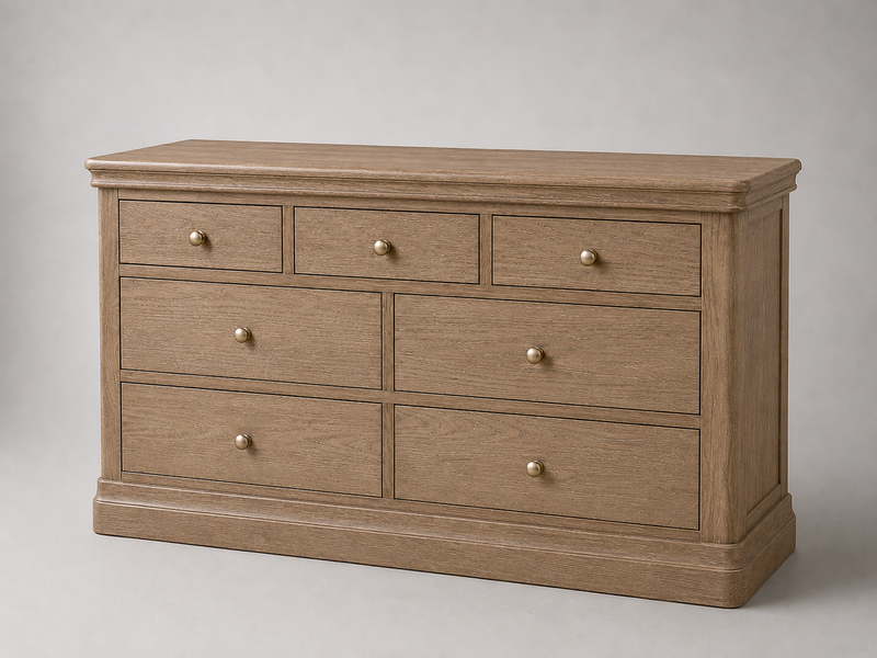 Toulouse Solid Oak 7 Drawer Wide Chest