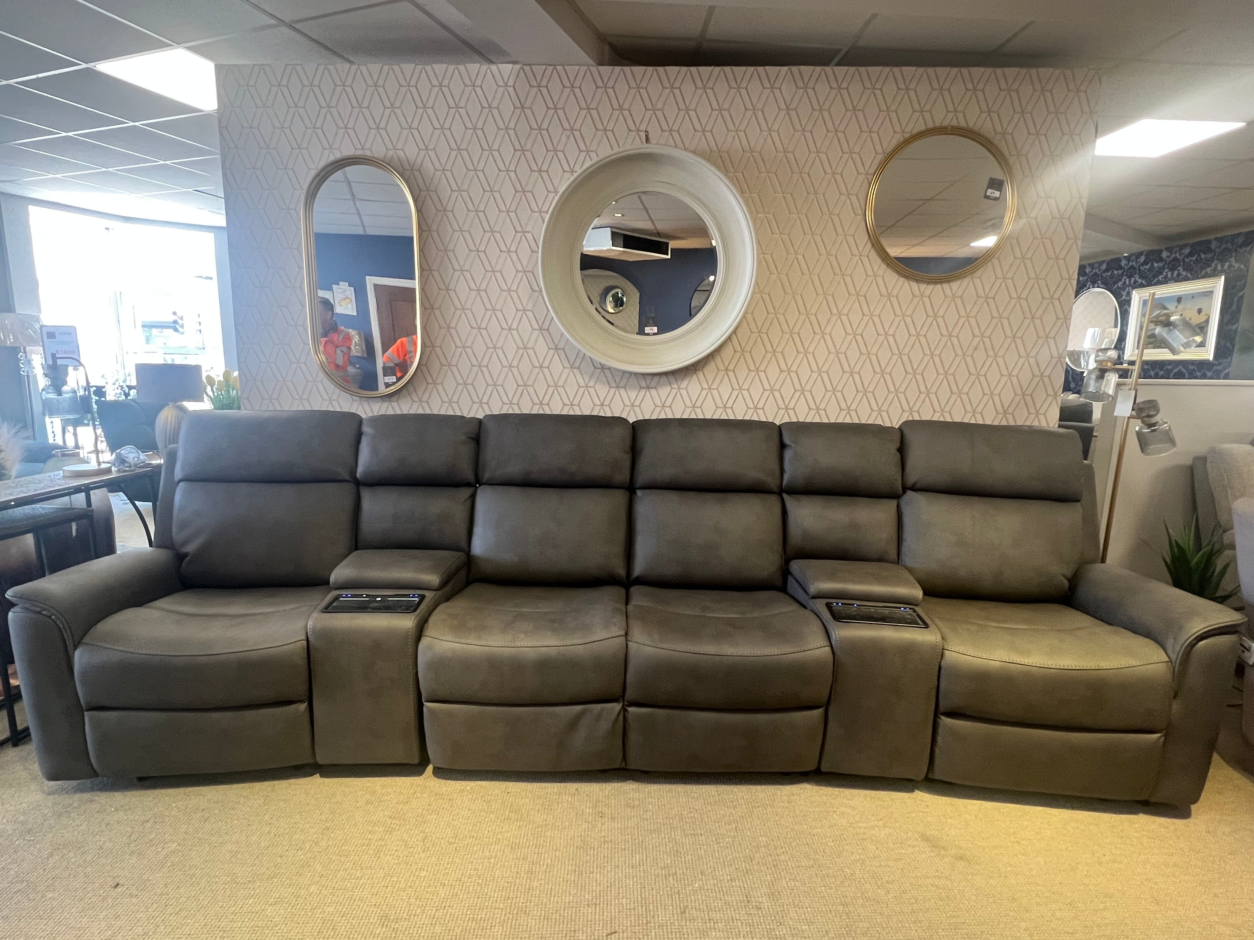 4 Seater Cinema Power Recliner Sofa | Grey Colour | Verona Collection